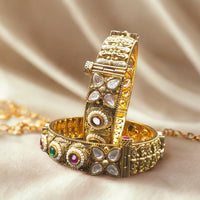 Rajvanshi Polki Pearl Openable Kada Bangles 2x2