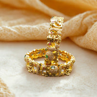 Royal Gajraj Elephant Gold-Toned Kada Bangles