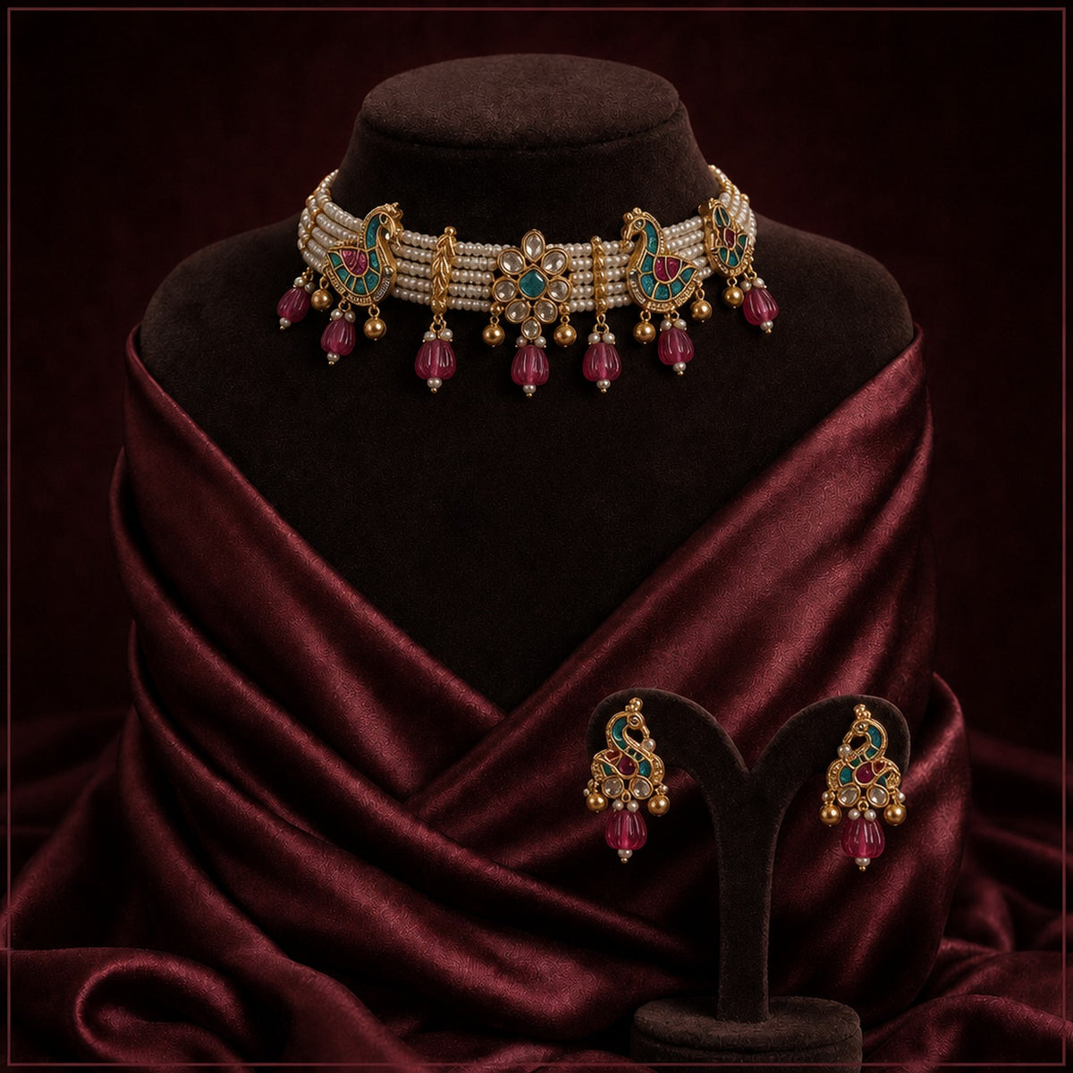 KA018_Mayura_Panchi_Heritage_Gold-Toned_Kundan_Choker_Set_1