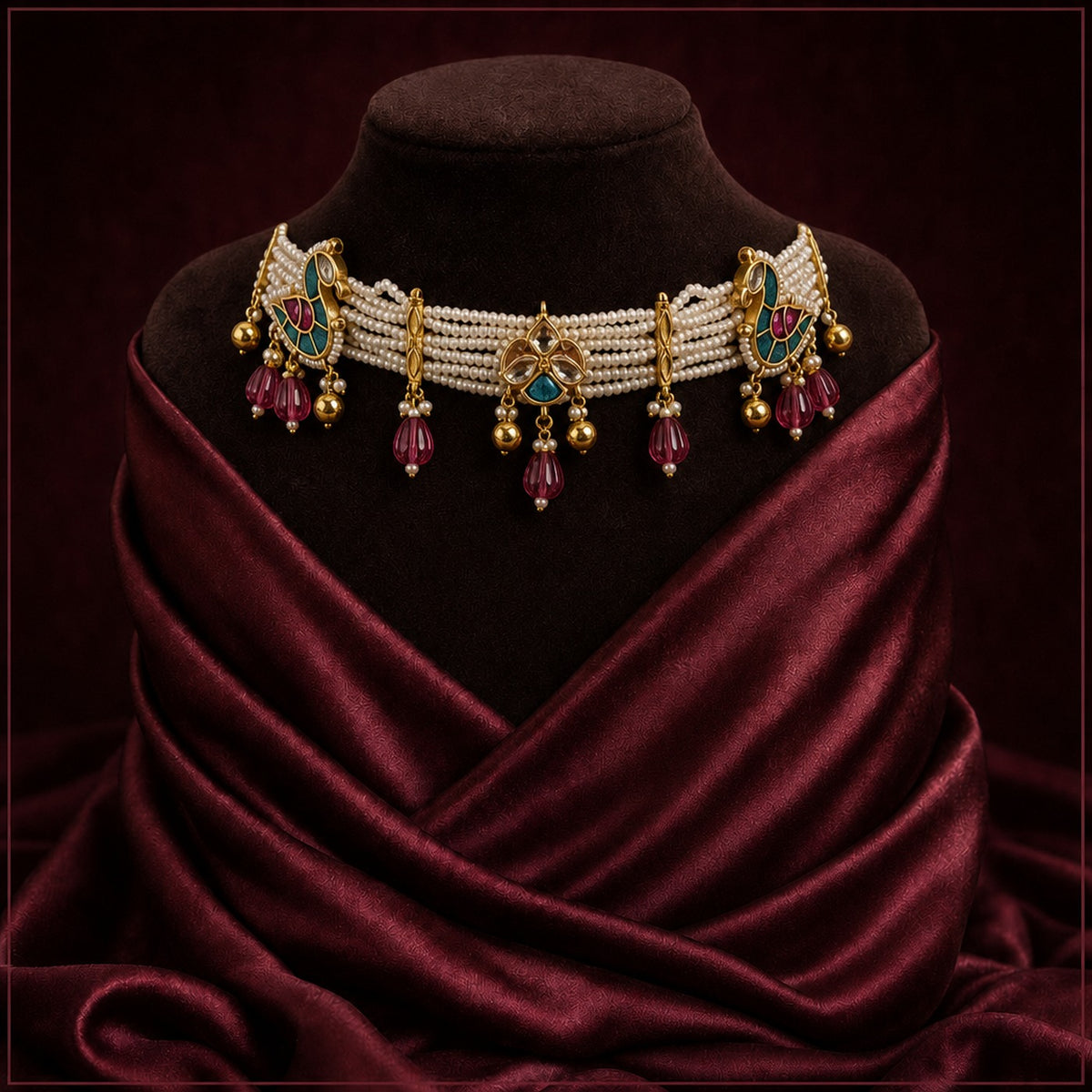 KA018_Mayura_Panchi_Heritage_Gold-Toned_Kundan_Choker_Set_2