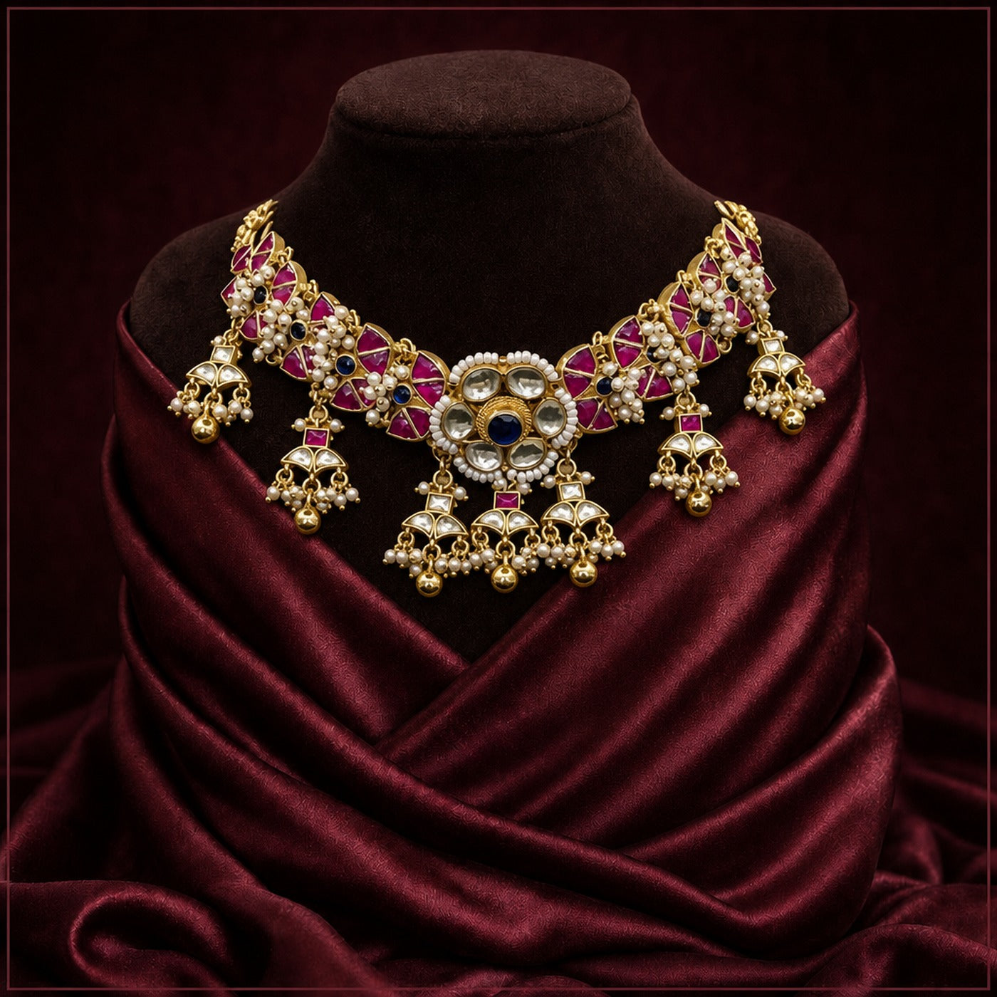 KA019_Rajkumari_Gulnaar_Pachi_Gold-Toned_Kundan_Necklace_Set_2
