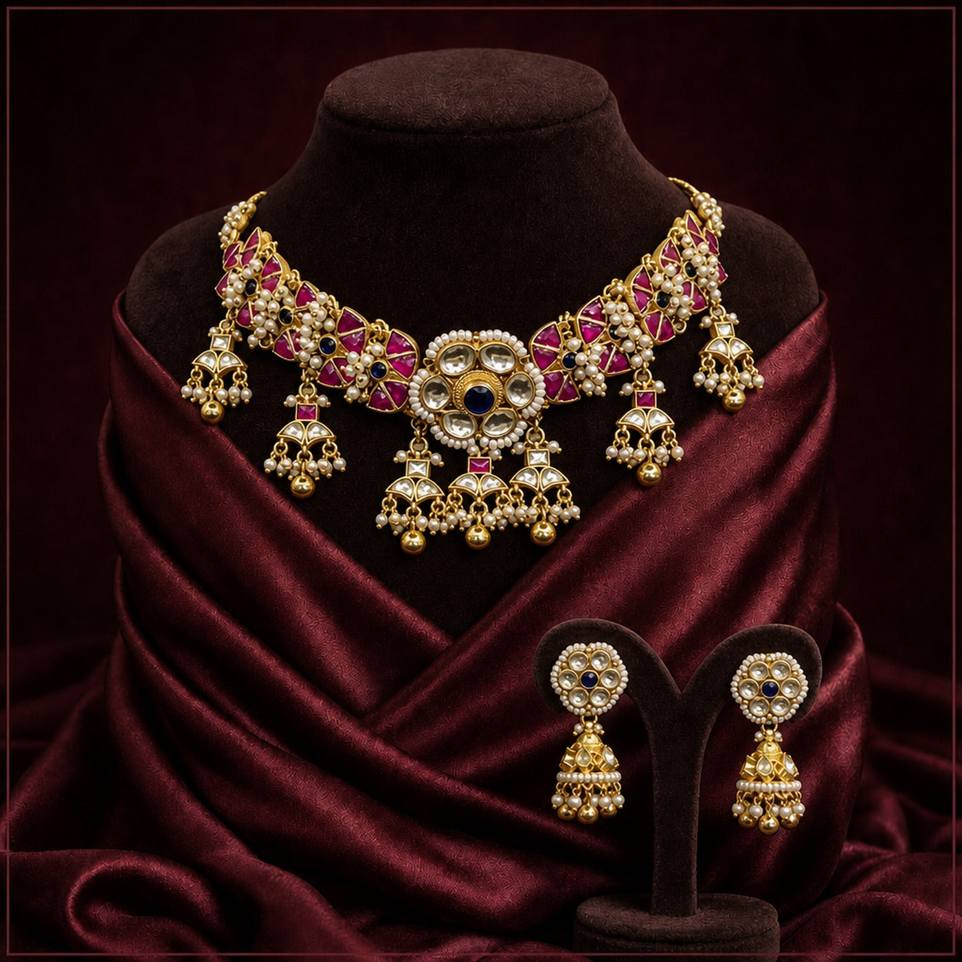 KA019_Rajkumari_Gulnaar_Pachi_Gold-Toned_Kundan_Necklace_Set_1
